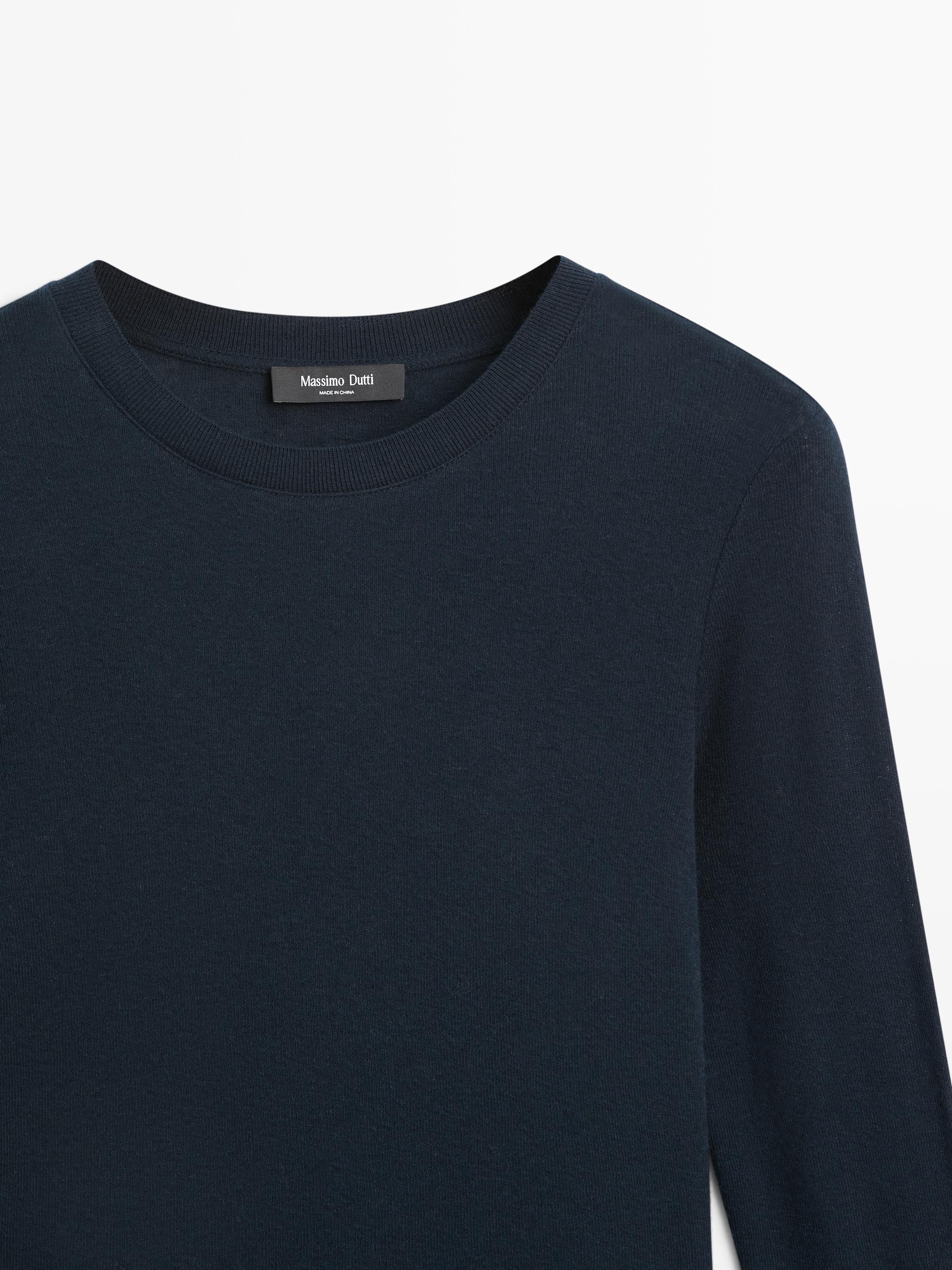 Long-sleeve cotton blend T-shirt